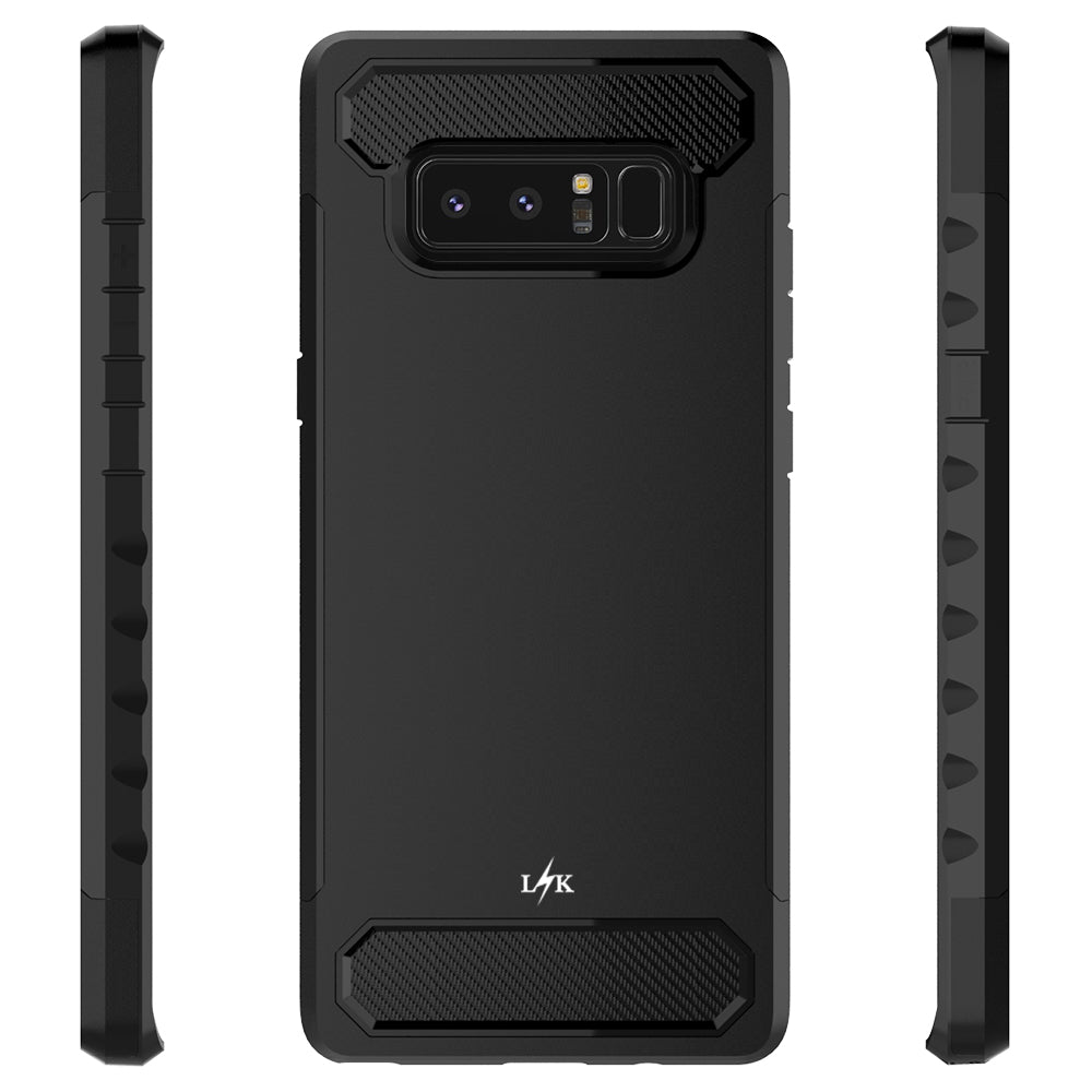 Galaxy Note 8 Carbon Fiber Case, Shock Absorption Hybrid Armor Defender Protective Case