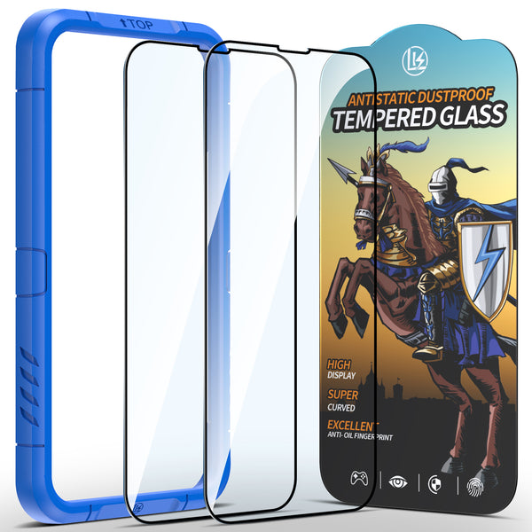 LK 2 Pack iPhone 13 Pro Max Screen Protector, Gen 2.0 Tempered Glass Screen Protector for 13 Pro Max 5G, Military-Grade Shatterproof Material, Eyecare, Ultra Touch Sensitive, Alignment Frame, 6.7-inch