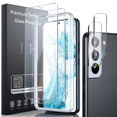 LK Coque Samsung Galaxy S21 FE 5G / 4G avec 2 Verre Trempé Protection écran & 2 Caméra Protecteur, Souple Silicone TPU Antichoc et Anti-Rayures Housse Samsung S21 FE Coque-Transparent