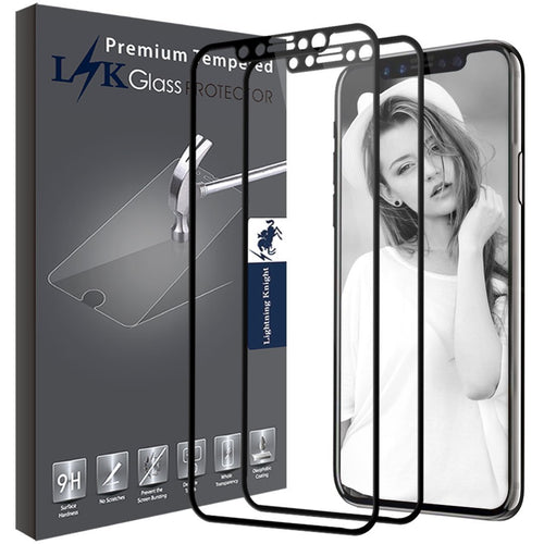 iPhone X Full Cover Screen Protector (2 PACK) Full Cover Tempered Glass with Lifetime Replacement Warranty (Black)