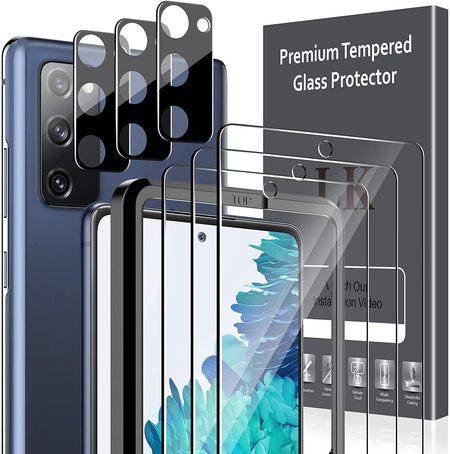 LK Coque Samsung Galaxy S21 FE 5G / 4G avec 2 Verre Trempé Protection écran & 2 Caméra Protecteur, Souple Silicone TPU Antichoc et Anti-Rayures Housse Samsung S21 FE Coque-Transparent