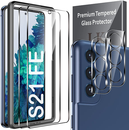 LK [2+2 Pack] Designed for Samsung Galaxy S22 Plus 5G Screen Protector + 2 Pack Camera Lens Protector with Accurate Alignment Frame, 9H Hardness Shockproof, Bubble-Proof, Case-Friendly,6.6-inch