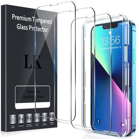 LK for iPhone 13 Pro Case, [Military Shockproof Protection] [Anti-Yellowing] + 2 Tempered Glass Screen Protectors & 2 Camera Protectors, Hard Back and Soft TPU Bumper