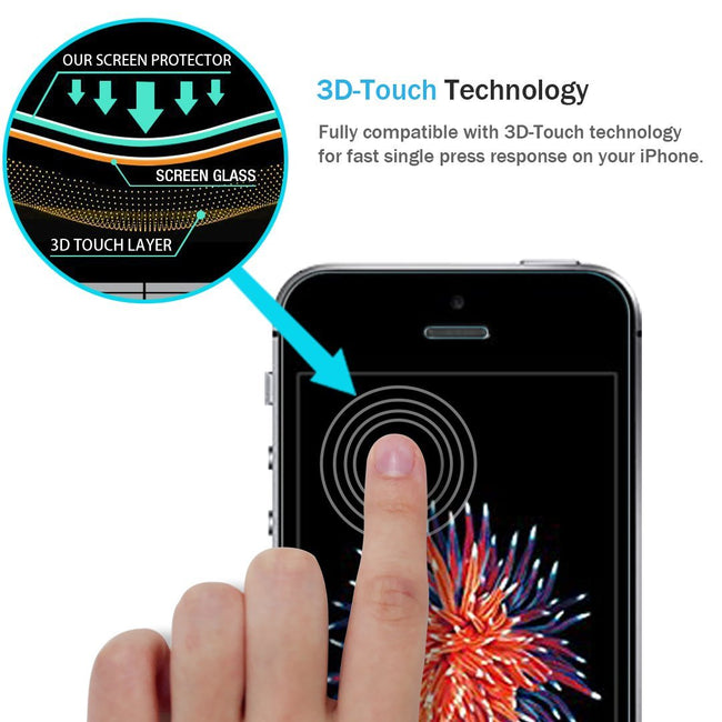 iPhone 5 / 5S / SE / 5C Screen Protector (4-Pack)  [Tempered Glass] with Lifetime Replacement Warranty