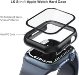 [2 Pack] LK Apple Watch Case Compatible with Apple Watch Series 7 45mm, Hard PC Case with Built-in Tempered Glass Screen Protector, Overall Protective, Ultra-Thin, Easy Installation