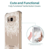 Galaxy S8 Active Case, LK Shock Absorbing White Henna Mandala Floral Lace Clear Design Printed Air Hybrid with TPU Bumper Protective Case Cover for Samsung Galaxy S8 Active