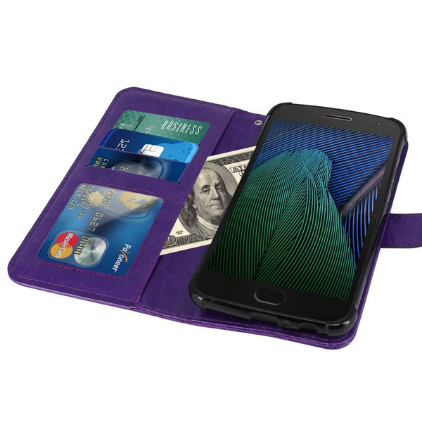 Moto G5 Plus Case, LK Luxury PU Leather Wallet Flip Protective Case Cover with Card Slots and Stand for Motorola Moto G Plus (5th Generation)