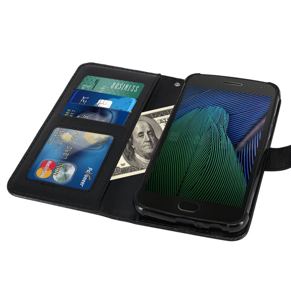 Moto G5 Plus Case, LK Luxury PU Leather Wallet Flip Protective Case Cover with Card Slots and Stand for Motorola Moto G Plus (5th Generation)
