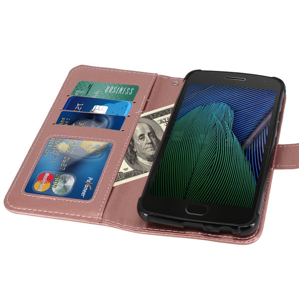 Moto G5 Plus Case, LK Luxury PU Leather Wallet Flip Protective Case Cover with Card Slots and Stand for Motorola Moto G Plus (5th Generation)