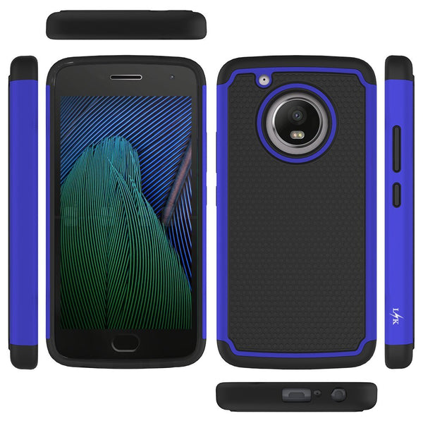 Moto G5 Plus Case, LK [Shock Absorption] Drop Protection Hybrid Armor Defender Protective Case Cover for Motorola Moto G Plus (5th Generation) - Black