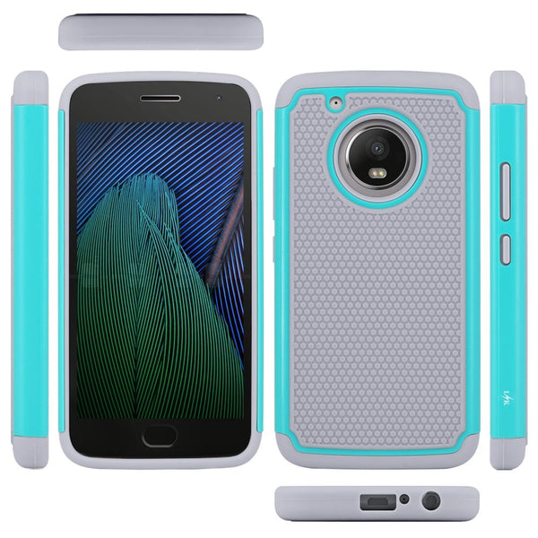 Moto G5 Plus Case, LK [Shock Absorption] Drop Protection Hybrid Armor Defender Protective Case Cover for Motorola Moto G Plus (5th Generation) - Black