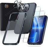 LK for iPhone 13 Pro Case, [Military Shockproof Protection] [Anti-Yellowing] + 2 Tempered Glass Screen Protectors & 2 Camera Protectors, Hard Back and Soft TPU Bumper