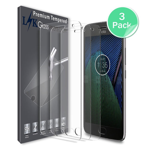 Motorola Moto G5 Plus / Moto G Plus (5th Generation) (3-Pack) Screen Protector, LK Tempered Glass with Lifetime Replacement Warranty