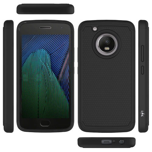 Moto G5 Plus Case, LK [Shock Absorption] Drop Protection Hybrid Armor Defender Protective Case Cover for Motorola Moto G Plus (5th Generation) - Black