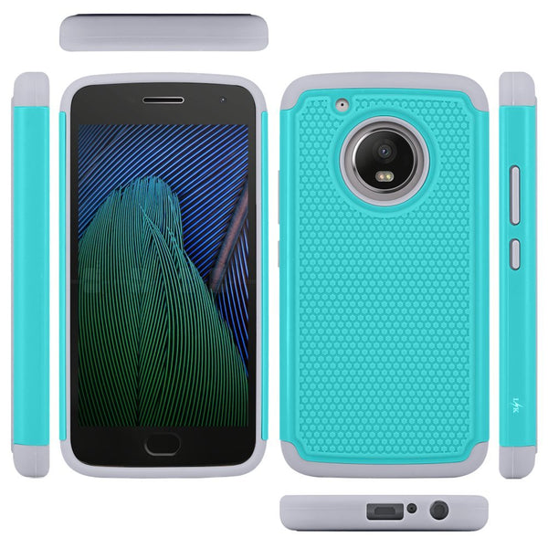 Moto G5 Plus Case, LK [Shock Absorption] Drop Protection Hybrid Armor Defender Protective Case Cover for Motorola Moto G Plus (5th Generation) - Black