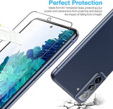 [2+2 Pack] LK Compatible With Samsung Galaxy S21 FE 5G 6.5-inch, 2 Pack Tempered Glass Screen Protector + 2 Pack Camera Lens Protector, Work with Fingerprint Reader, Easy Installation [Not for S20 fe]