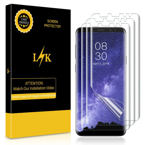 [3 Pack] LK for Samsung Galaxy S9 Screen Protector, Liquid Skin [New Version] [Case-Friendly] [Bubble-Free] HD Clear Flexible Film with Lifetime Replacement Warranty
