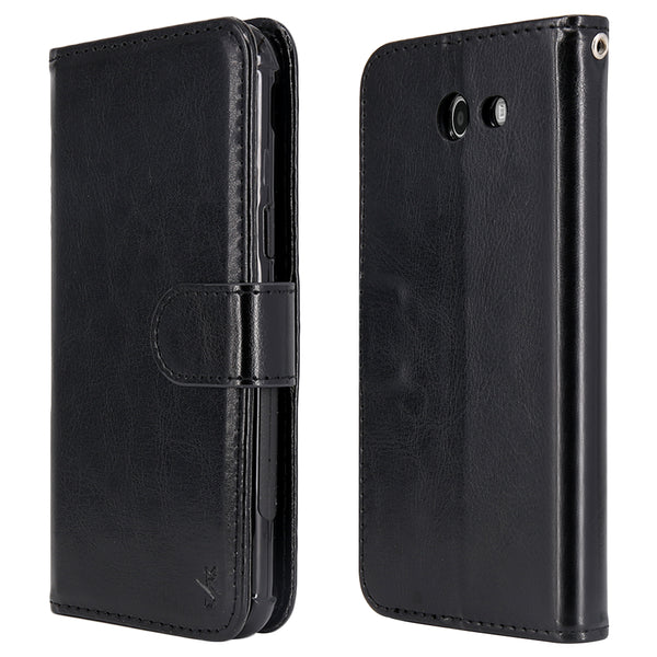Samsung Galaxy J3 Emerge / J3 2017 / J3 Prime / J3 Mission / J3 Eclipse / J3 Luna Pro / Sol 2 / Amp Prime 2 / Express Prime 2 Case, PU Leather Wallet Flip Protective Case Cover Brown