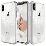 iPhone X Case, [Shock Absorbing] White Henna Mandala Floral Lace Clear Design Printed Air Hybrid with TPU Bumper Protective Case Cover for Apple iPhone X
