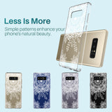 Galaxy Note 8 Case, LK [Shock Absorbing] White Henna Mandala Floral Lace Clear Design Printed Air Hybrid with TPU Bumper Protective Case Cover for Samsung Galaxy Note 8