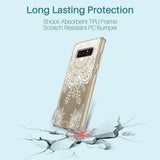 Galaxy Note 8 Case, LK [Shock Absorbing] White Henna Mandala Floral Lace Clear Design Printed Air Hybrid with TPU Bumper Protective Case Cover for Samsung Galaxy Note 8