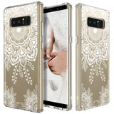 Galaxy Note 8 Case, LK [Shock Absorbing] White Henna Mandala Floral Lace Clear Design Printed Air Hybrid with TPU Bumper Protective Case Cover for Samsung Galaxy Note 8