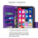 iPhone X Case, [Wrist Strap] Luxury PU Leather Wallet Flip Protective Case Cover with Card Slots and Stand for Apple iPhone X