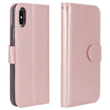 iPhone X Case, [Wrist Strap] Luxury PU Leather Wallet Flip Protective Case Cover with Card Slots and Stand for Apple iPhone X