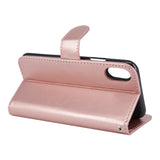 iPhone X Case, [Wrist Strap] Luxury PU Leather Wallet Flip Protective Case Cover with Card Slots and Stand for Apple iPhone X