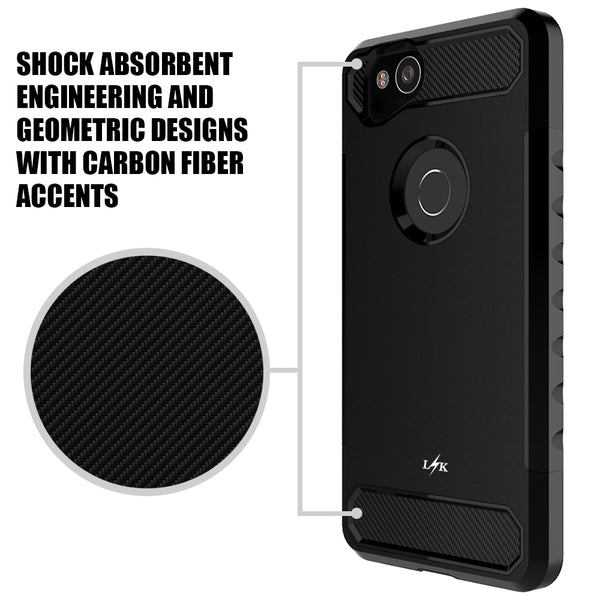Google Pixel 2 XL Case, LK [Carbon Fiber] Shock Absorption Hybrid Armor Defender Protective Case Cover for Google Pixel 2 XL