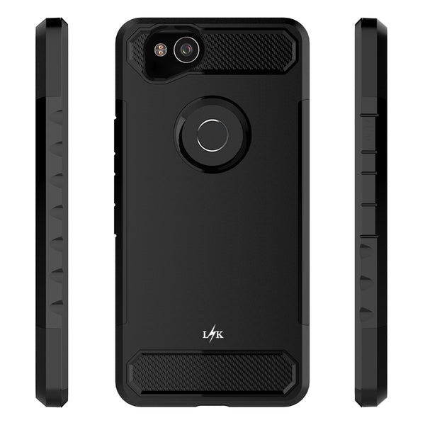 Google Pixel 2 XL Case, LK [Carbon Fiber] Shock Absorption Hybrid Armor Defender Protective Case Cover for Google Pixel 2 XL