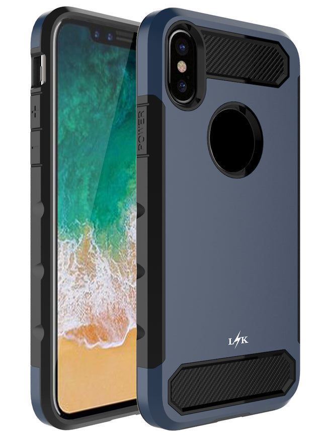 iPhone X Case, [Carbon Fiber] Shock Absorption Hybrid Armor Defender Protective Case Cover for Apple iPhone X