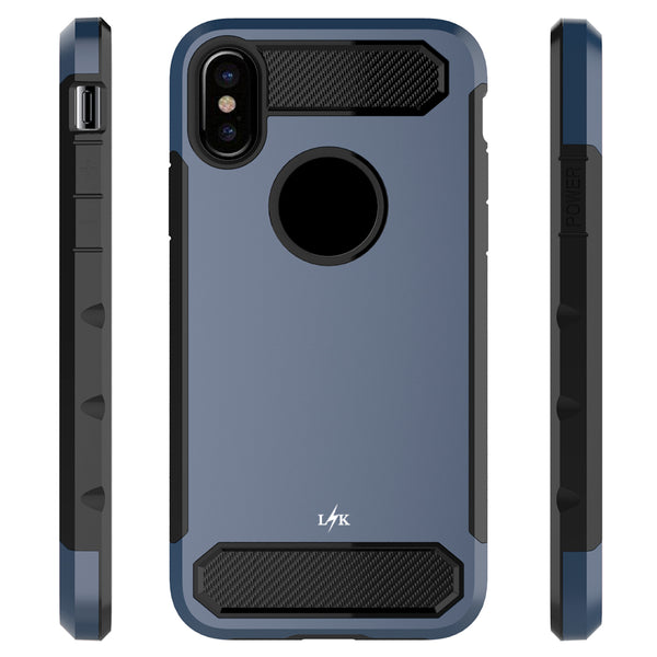iPhone X Case, [Carbon Fiber] Shock Absorption Hybrid Armor Defender Protective Case Cover for Apple iPhone X