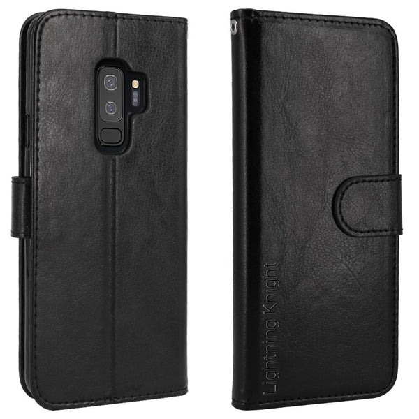 LK Luxury PU Leather Wallet Flip Protective Case Cover with Card Slots and Stand-Black