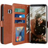 Galaxy S8 Plus Case with Wrist Strap Luxury PU Leather Wallet Flip Protective Case Cover with Card Slots and Stand