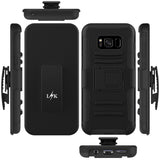 Galaxy S8 Case, LK [Heavy Duty] Black Armor Holster Defender Full Body Protective Hybrid Case Cover with Belt Clip
