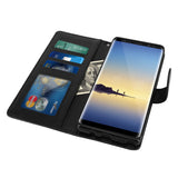 Galaxy Note 8 Case with Wrist Strap Luxury PU Leather Wallet Flip Protective Case Cover with Card Slots and Stand