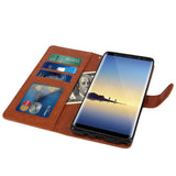 Galaxy Note 8 Case with Wrist Strap Luxury PU Leather Wallet Flip Protective Case Cover with Card Slots and Stand