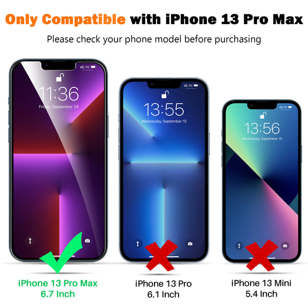 LK【3+3】 Stücke Schutzfolie Kompatibel mit iPhone 13 Pro Max (6.7), 3 Schutzfolie und 3 Kamera glas,9H Härte folie, HDKlar Displayschutz,mit Rahmen-Installationshilfe