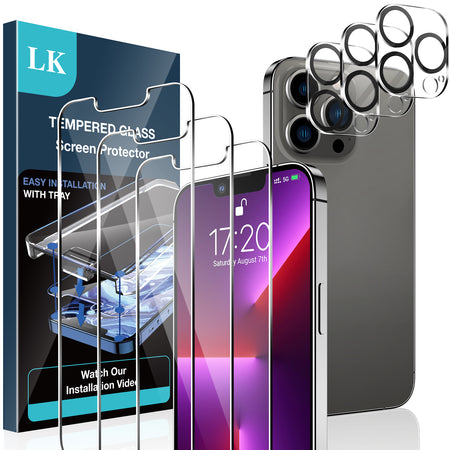 [3Pack] LK Screen Protector Compatible with iPhone 13 and iPhone 13 Pro 6.1-Inch, HD Tempered Glass Film