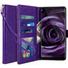 Galaxy Note 8 Case with Wrist Strap Luxury PU Leather Wallet Flip Protective Case Cover with Card Slots and Stand