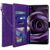Galaxy Note 8 Case with Wrist Strap Luxury PU Leather Wallet Flip Protective Case Cover with Card Slots and Stand