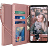 Galaxy Note 8 Case with Wrist Strap Luxury PU Leather Wallet Flip Protective Case Cover with Card Slots and Stand