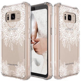 Galaxy S8 Active Case, LK Shock Absorbing White Henna Mandala Floral Lace Clear Design Printed Air Hybrid with TPU Bumper Protective Case Cover for Samsung Galaxy S8 Active